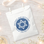 Blue White Star of David Bar Mitzvah  Favour Bag<br><div class="desc">Favour bags for a bar mitzvah with a white star of David against a blue background. Personalise with name in an arch around the star.</div>