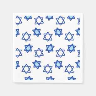 Blue & White Star of David Pattern Jewish Holiday Napkin