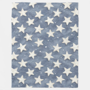 Blue White Stars Fleece Blanket