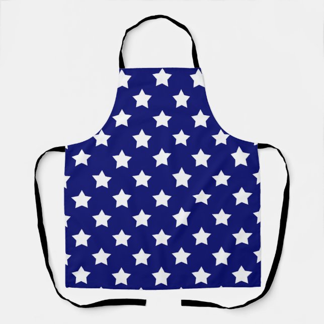 Blue White Stars Pattern Decorative Apron (Front)
