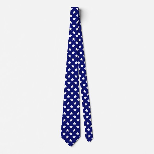 Blue White Stars Pattern Decorative Tie (Front)