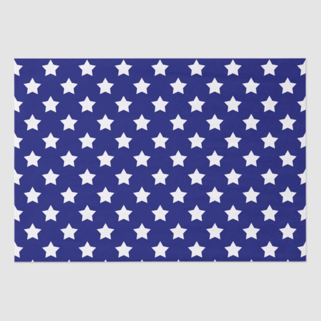 Blue White Stars Pattern Decorative Tissue Paper (Front)