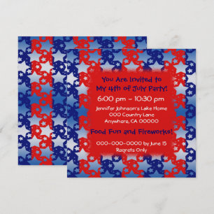 Blue White Stars Red Blue Stripes Invitation