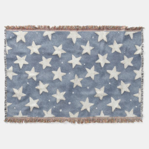 Blue White Stars Throw Blanket
