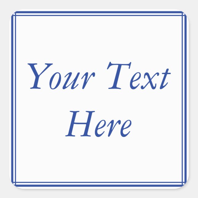 Blue & White Stickers or Labels w/ Custom Text (Front)