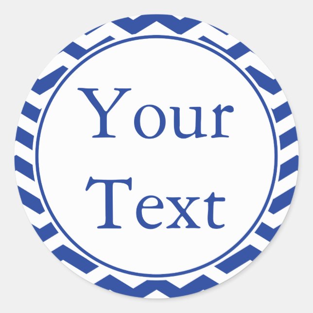 Blue & White Stickers or Labels w/ Custom Text (Front)