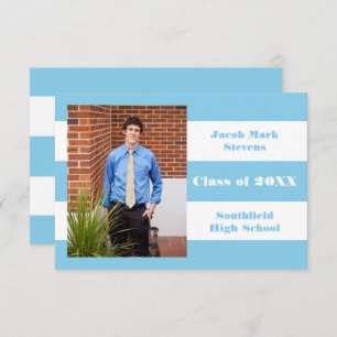 Blue & White Stripe - 3x5 Graduation Announcement