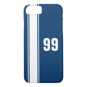 Blue & White Stripe Jersey Numbered iPhone 7 Case