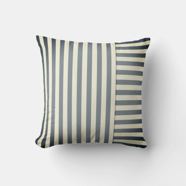 blue white stripe pattern cushion (Front)