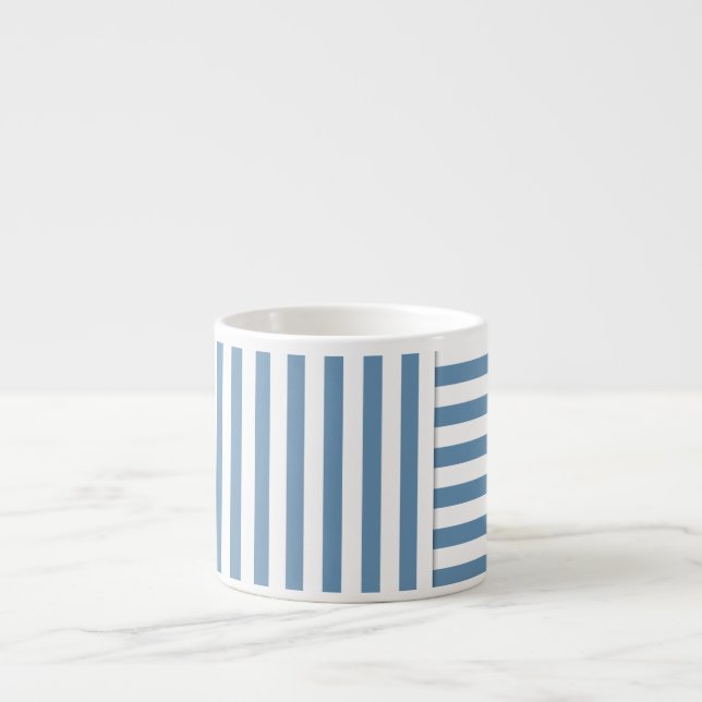 blue white stripe pattern espresso cup (Front)