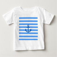 Blue & White Stripe Pattern with Anchor