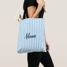 Blue White Stripe Script Name Personalised