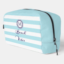 Blue & White Striped Beach Vibes Monogrammed