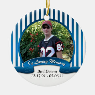 Blue White Striped In Loving Memory Ornament