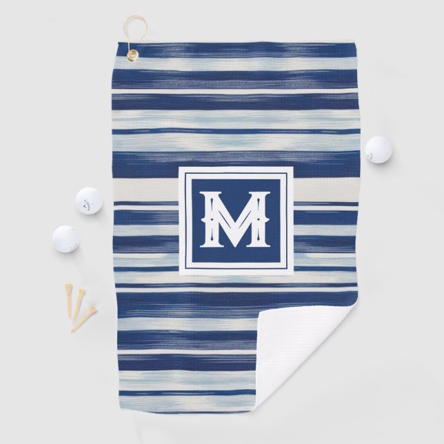 Blue & White Striped Monogram Golf Towel (InSitu)