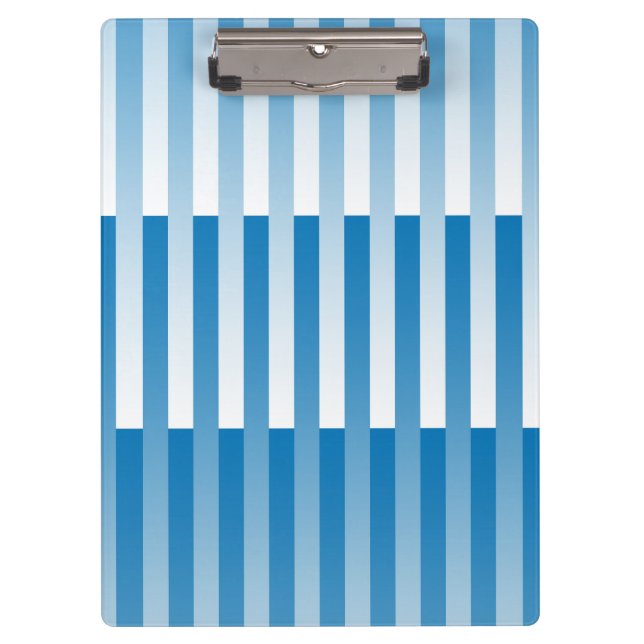 Blue White Striped Pattern Clipboard (Front)