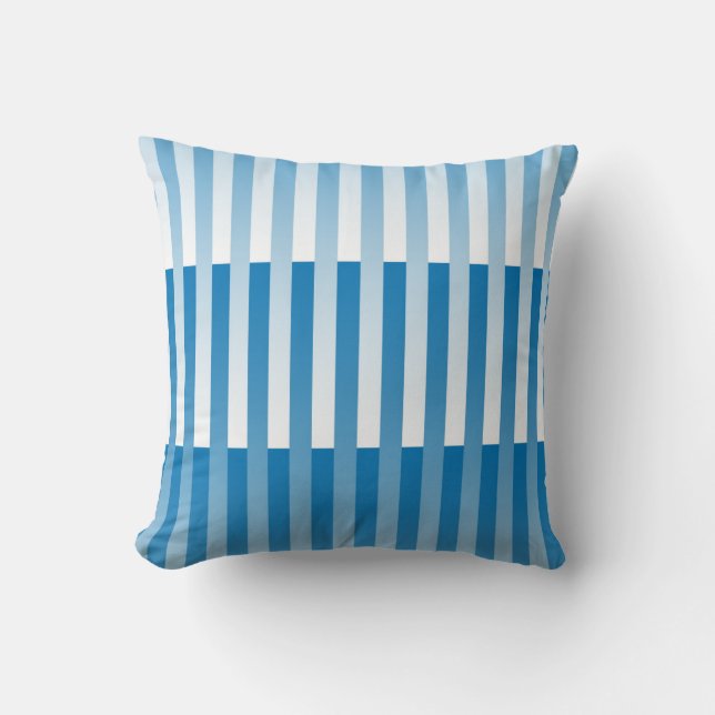Blue White Striped Pattern Cushion (Front)