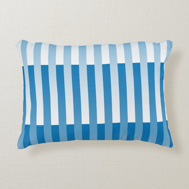 Blue White Striped Pattern Decorative Cushion (Front)
