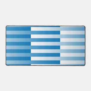 Blue White Striped Pattern Desk Mat