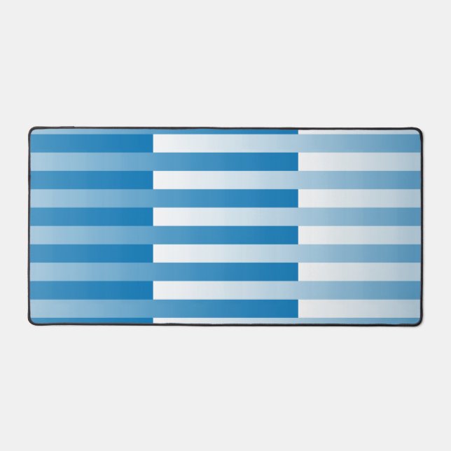 Blue White Striped Pattern Desk Mat (Front)