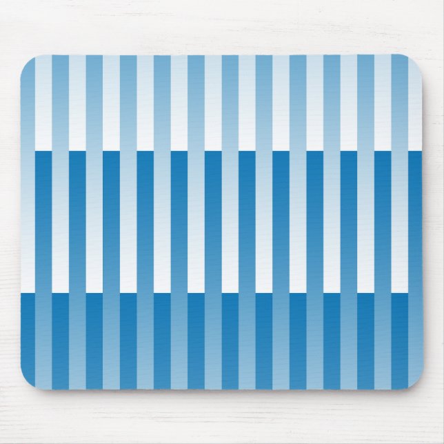 Blue White Striped Pattern Mouse Pad (Front)