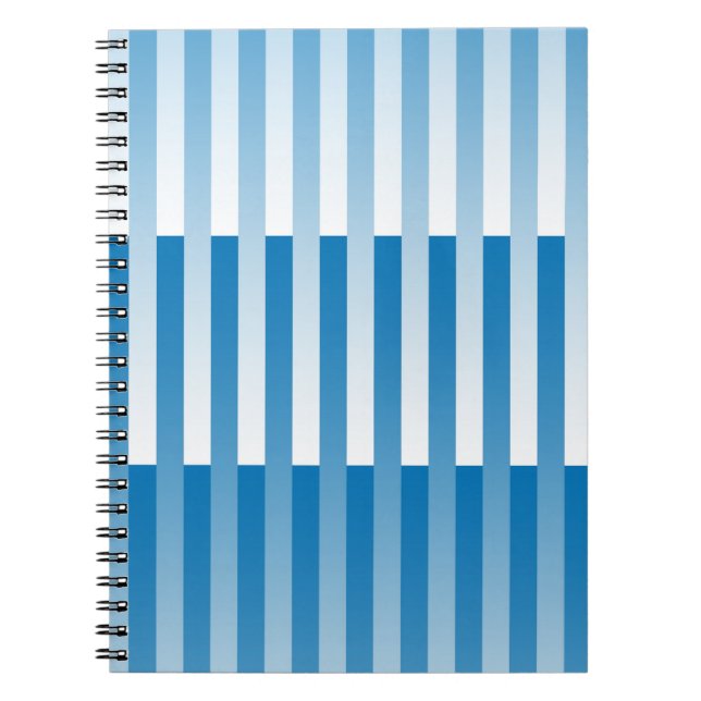 Blue White Striped Pattern Notebook (Front)