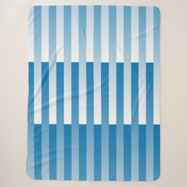 Blue White Striped Pattern Sherpa Blanket (Front)