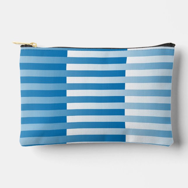 Blue White Striped Pattern Small Accessory Pouch (Front)