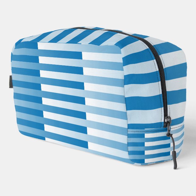 Blue White Striped Pattern Toiletry Bag (Right Corner)
