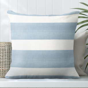 Blue & White Striped Pillow - Block Stripes