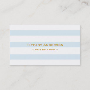 Blue White Striped Stripes Chic Business Card
