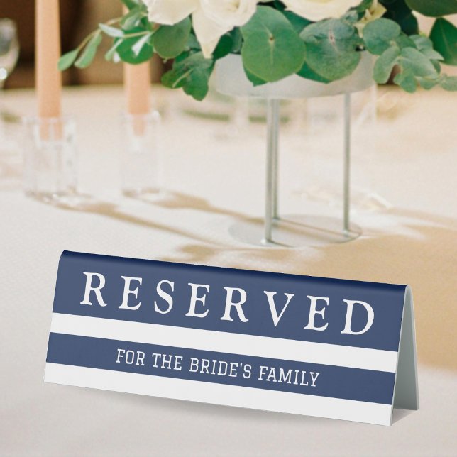 Blue & White Striped Wedding Reserved (Blue & White Striped Wedding Reserved Table Tent Sign)