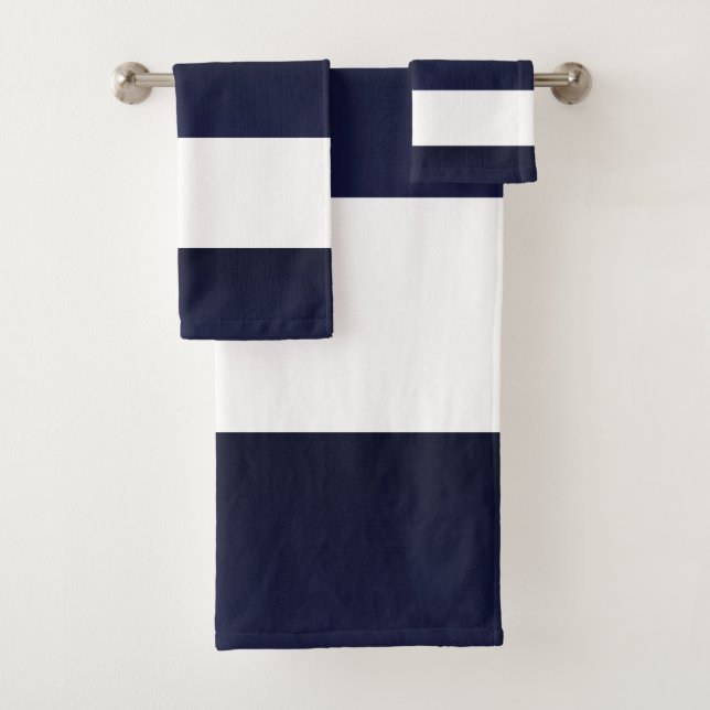 Blue White Stripes Bath Towel Set (Insitu)