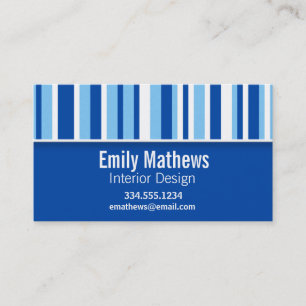 Blue & White Stripes; Cute Business Card