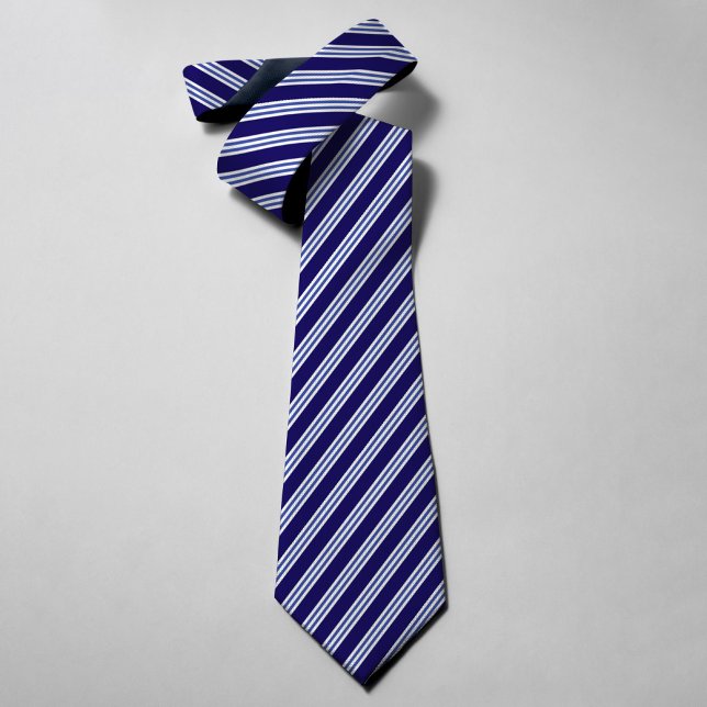 Blue & White Stripes Elegant Wedding Groomsmen Tie (Creator Uploaded)