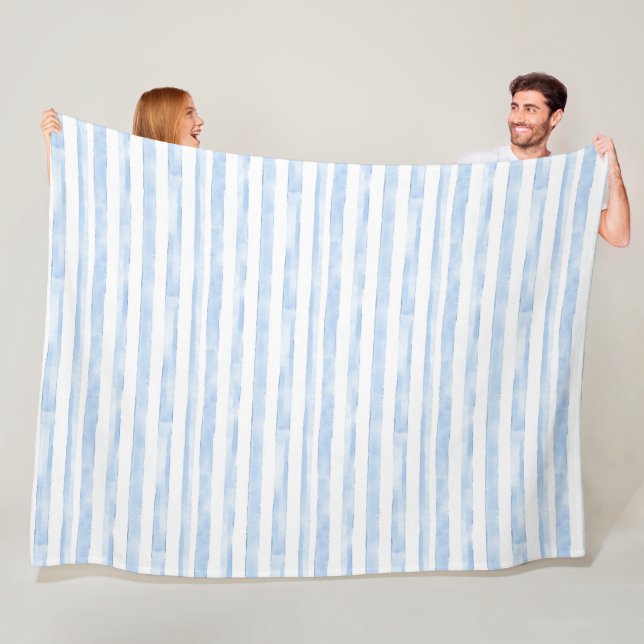 Blue White Stripes   Fleece Blanket (In Situ)