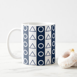 Blue White Stripes Geometric Pattern Coffee Mug