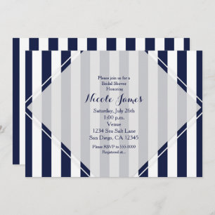 Blue & White Stripes Modern Striped Invitations