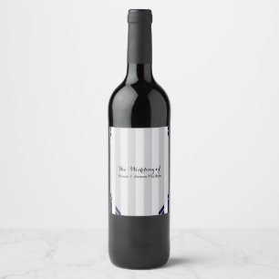 Blue & White Stripes Modern Striped Wine Labels