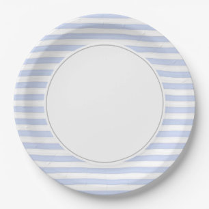Blue & White Stripes  Paper Plate
