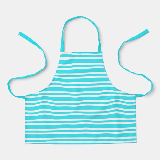 Blue White Stripes Pattern Apron (Front)
