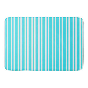 Blue White Stripes Pattern Bath Mat