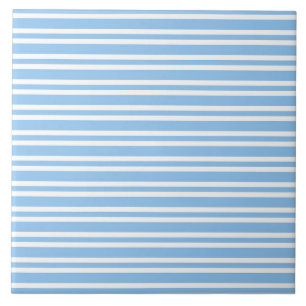 Blue White Stripes Pattern Ceramic Tile