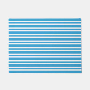 Blue White Stripes Pattern Doormat