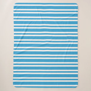 Blue White Stripes Pattern Sherpa Blanket