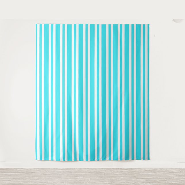 Blue White Stripes Pattern Tapestry (Front)