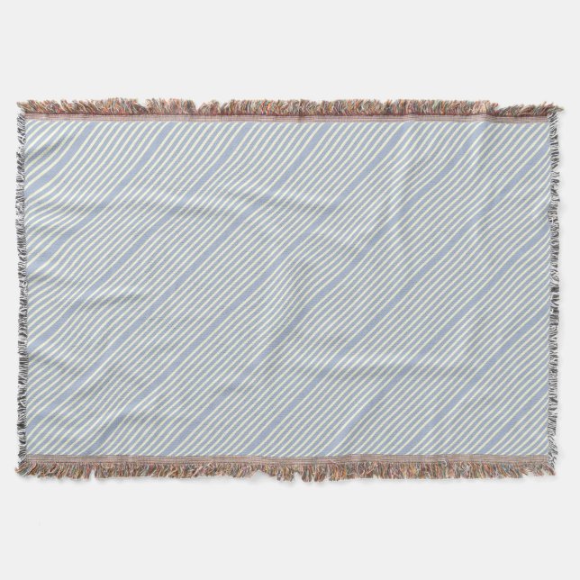 Blue White Stripes Pattern Throw Blanket (Front)