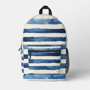 Blue White Stripes Printed Backpack
