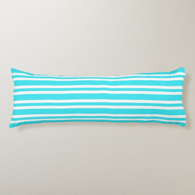 Blue White Stripes Seamless Pattern Body Cushion (Front)