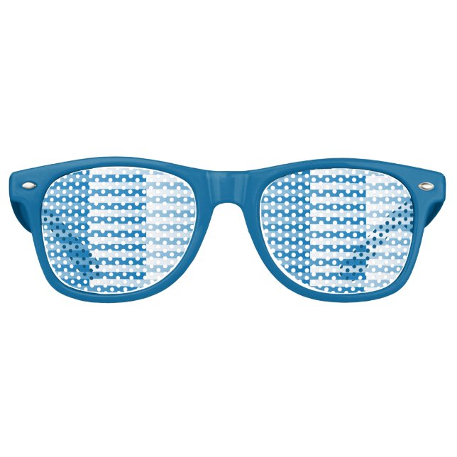 Blue White Stripes Seamless Pattern Retro Sunglasses (Front)